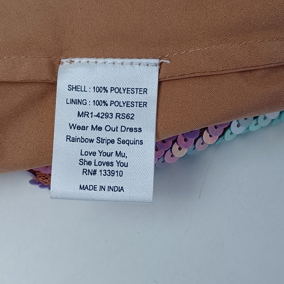 Show Me Your MuMu Rainbow Stripe Sequins Dress Size XXL Women Party Long Sleeve - Picture 16 of 16